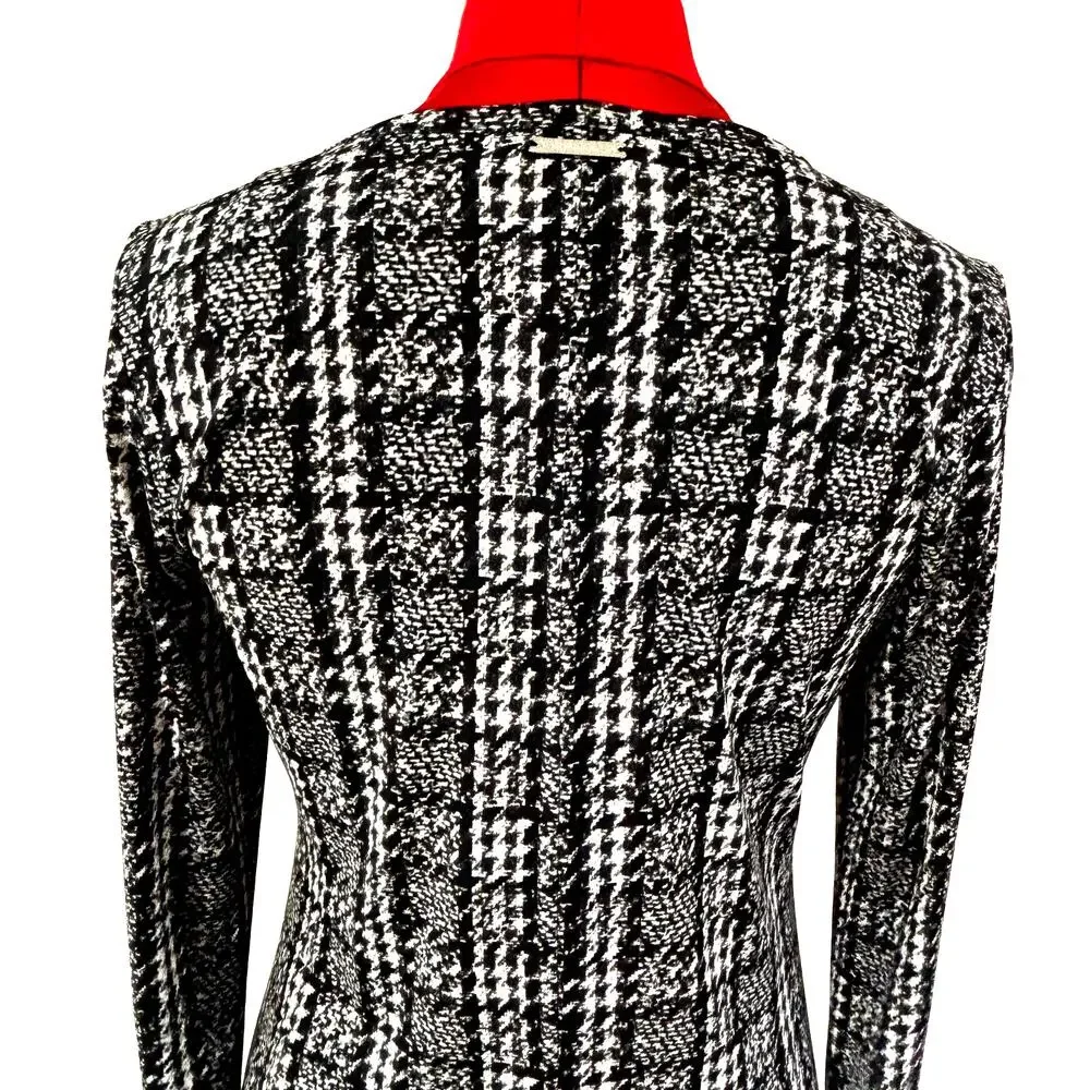 Michael Kors black & white dress houndstooth print keyhole neckline Size XS